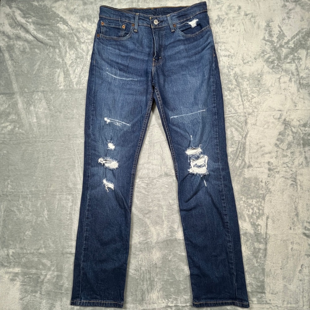Levis 511 Slim Fit Jeans Mens 31x32 Dark‎ Wash Blue Distressed Ripped